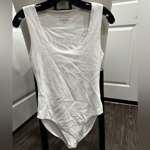 Good American White Ribbed Bodysuit